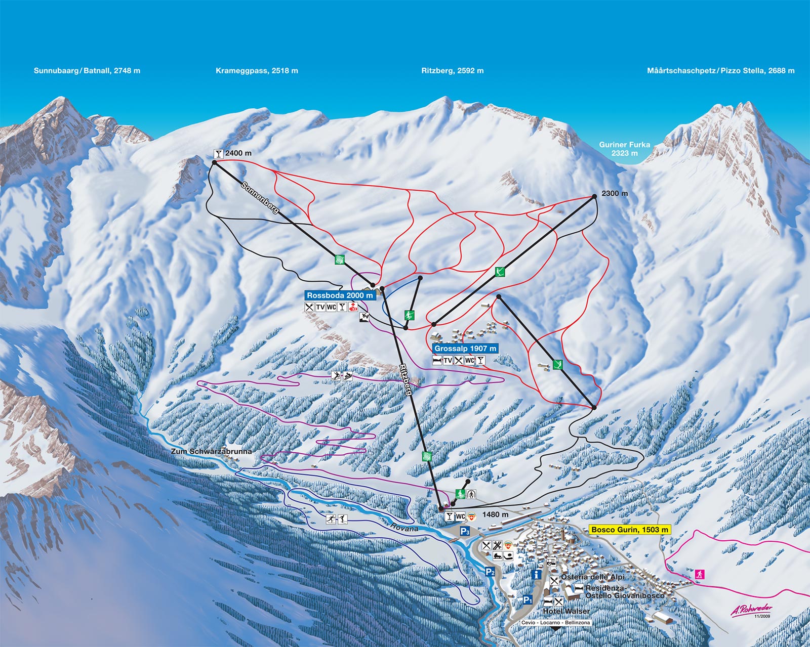 Pistenplan Bosco Gurin Grossalp